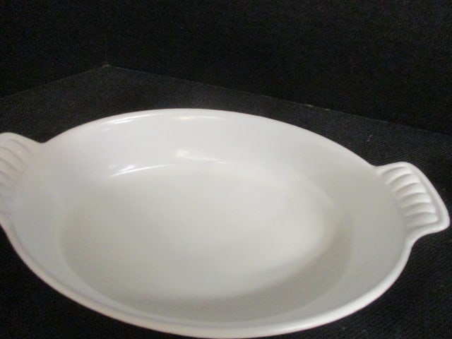 Pair of Le Creuset White Enamel over Cast #20 Au Gratin Dishes - 2