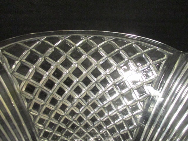Vintage Art Deco Style Pressed Glass Footed Centerpiece Bowl - 3