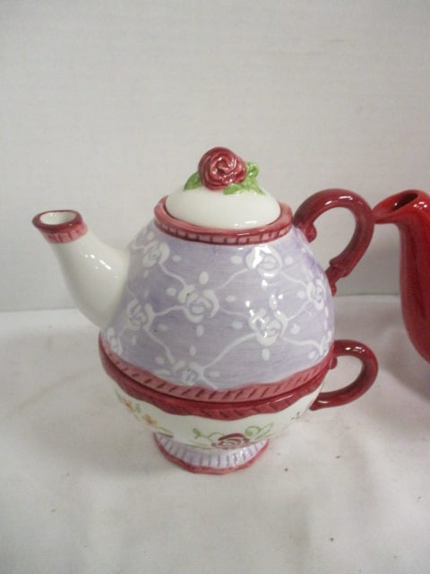 Sonoma Home Goods Tea for One Set and Red London Pottery "Globe Teapot" - 2