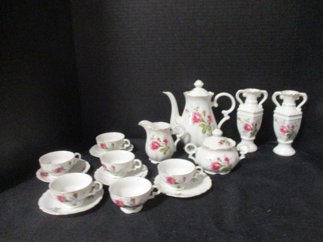 Polish Porcelain "Old Moss Rose" Coffee Set (1 of 10)