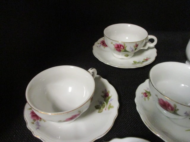 Polish Porcelain "Old Moss Rose" Coffee Set - 3