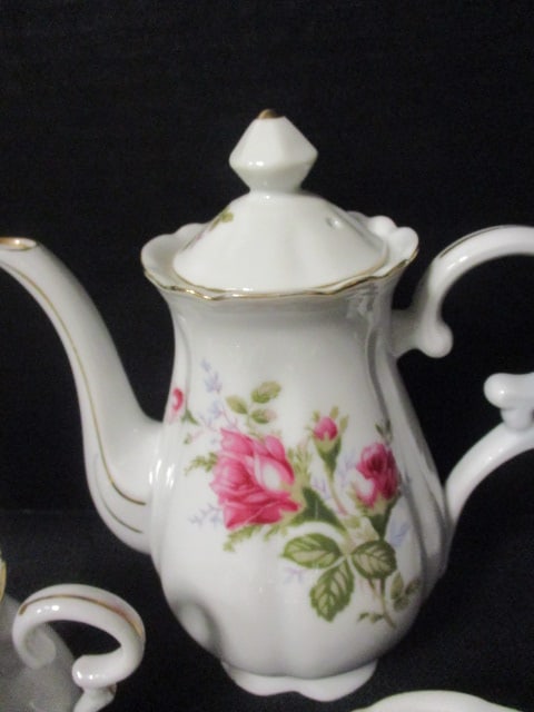Polish Porcelain "Old Moss Rose" Coffee Set - 5