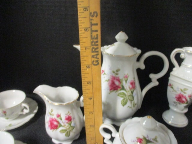Polish Porcelain "Old Moss Rose" Coffee Set - 8