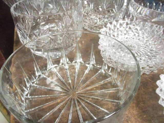 Nice Grouping of Crystal Bowls, Basket and Tidbit Dishes - 8