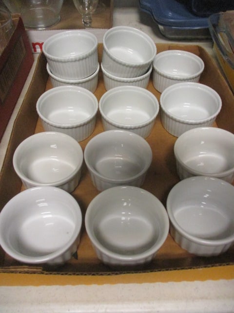 Grouping of Stoneware Ramekins: (6)3 1/4"dia x 2"h, (8)3 1/2"dia x 1 3/4"h Apilco France