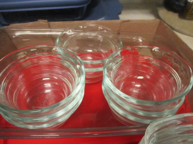 Grouping of Pyrex and Duraflex Glass Custard Cups, Mini Pie Plates and Baker - 4