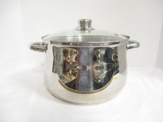 Chefline Artistry Pro Stainless Steel Stock Pot with Lid: 10"dia x 7"h