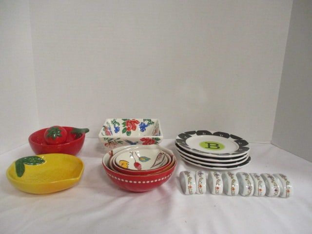Whimsical Berry Bowl, Pottery Barn Lemon and Tomato Shape Bowls, Signature Room (1 of 13)