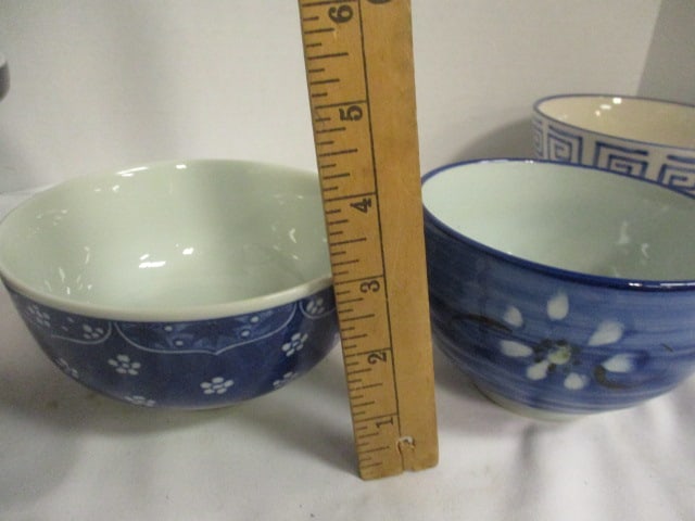 Cobalt Blue/White Mixing Bowl, Two Greek Key Design Stoneware Bowls and - 9