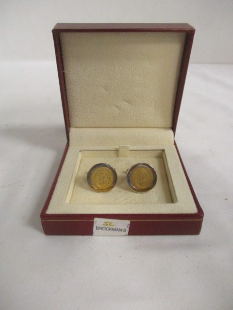 Set of Gold Tone University of South Carolina Cuff Links in Original Box: .