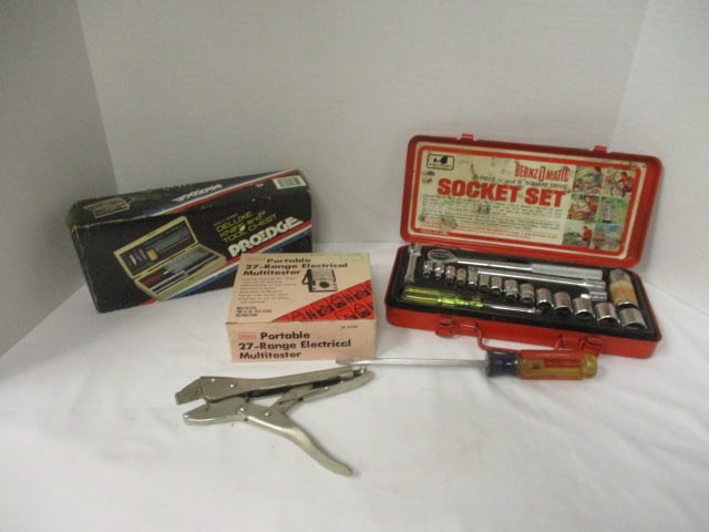 Sears Portable 27-Range Electrical Multi-tester in Original Box, Benz-O-Matic 21 Pc Socket Set, (1 of 9)