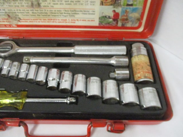 Sears Portable 27-Range Electrical Multi-tester in Original Box, Benz-O-Matic 21 Pc Socket Set, - 4