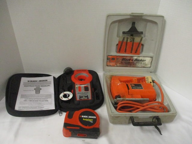 Black & Decker AutoTape, Bulls Eye Laser Level/Stud Finder and Electric Jig Saw: .