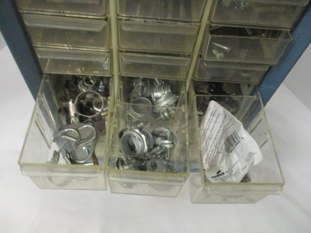 Metal 17 Drawer Fastener Organizer and Contents - 7