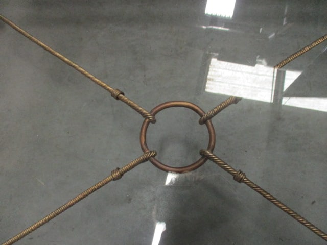 Beveled Glass Top Neoclassical Style Bronzed Iron Coffee Table - 5