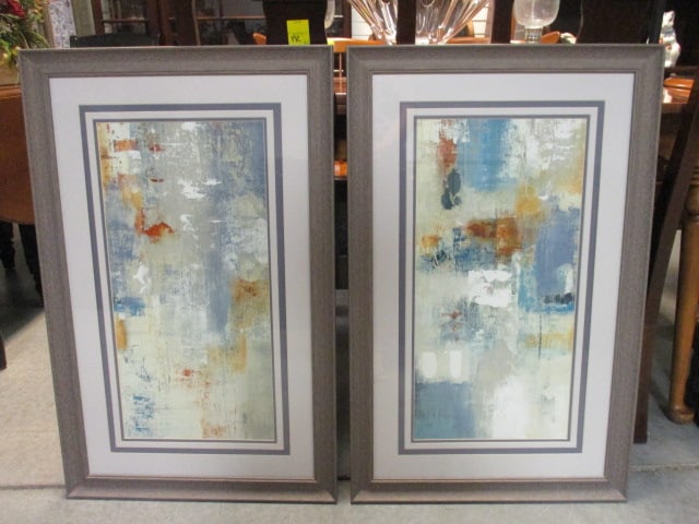 Lisa Ridgers "Layer of Connection B" and "Layer of Connection C" Abstract Artwork: Framed and matted 21 1/4" x 33 1/2", Local Pickup Suggested