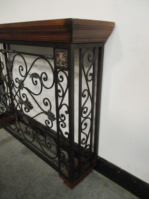 Wood Top Wrought Metal Console Foyer Table - 3