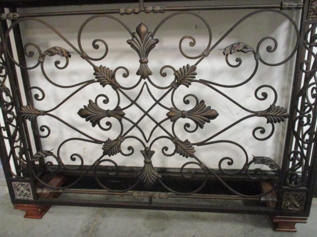 Wood Top Wrought Metal Console Foyer Table - 4