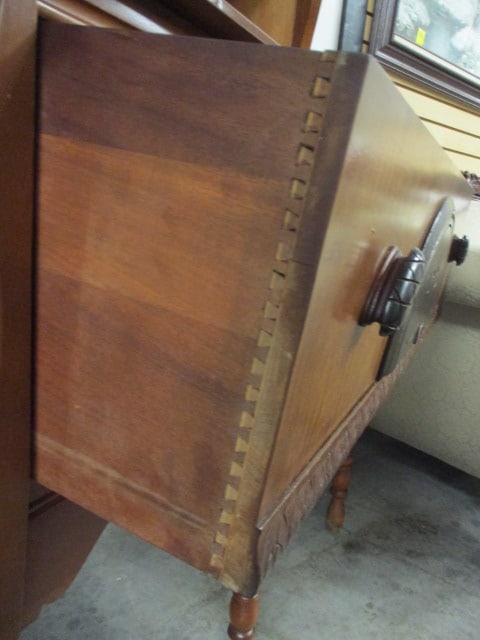 Vintage Hastings Puritan Colonial Revival Cherry Server with Open Plate Rack and Drawer - 10
