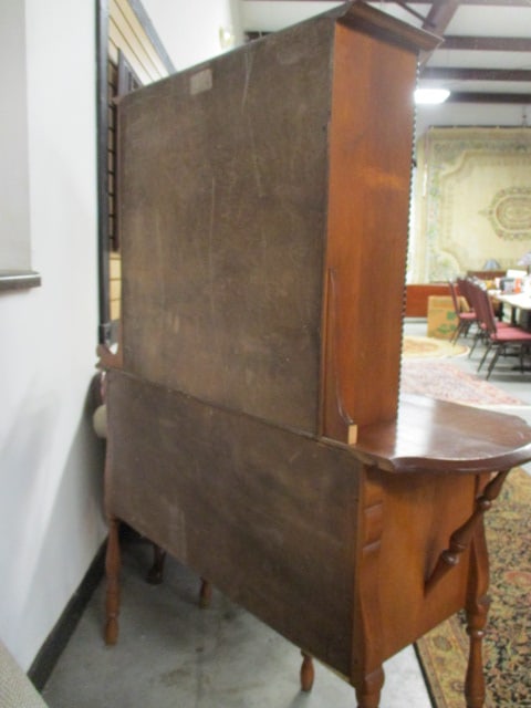 Vintage Hastings Puritan Colonial Revival Cherry Server with Open Plate Rack and Drawer - 17
