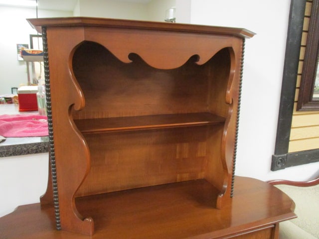 Vintage Hastings Puritan Colonial Revival Cherry Server with Open Plate Rack and Drawer - 2