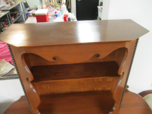 Vintage Hastings Puritan Colonial Revival Cherry Server with Open Plate Rack and Drawer - 3