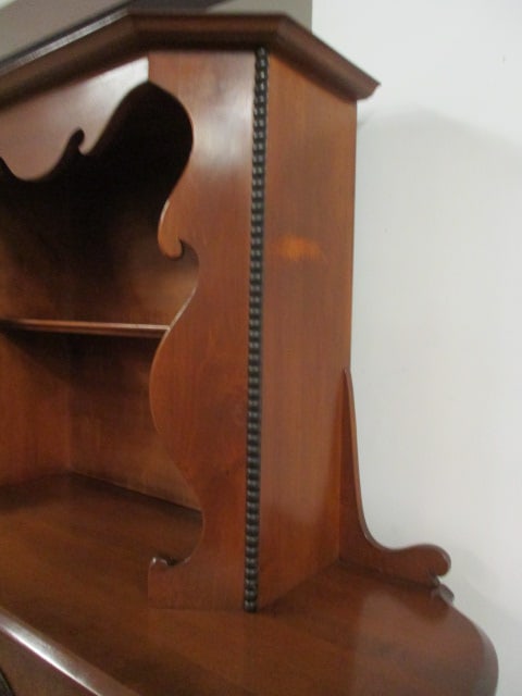 Vintage Hastings Puritan Colonial Revival Cherry Server with Open Plate Rack and Drawer - 4
