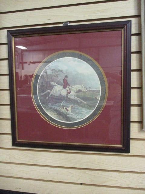 Framed and Matted "A Flying Leap" Fox Hunt Print by William Joseph Shayer (1 of 5)
