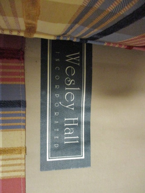 Wesley Hall Inc. Striped Upholstery Sofa with Pair of Chenille Throw Pillows - 10