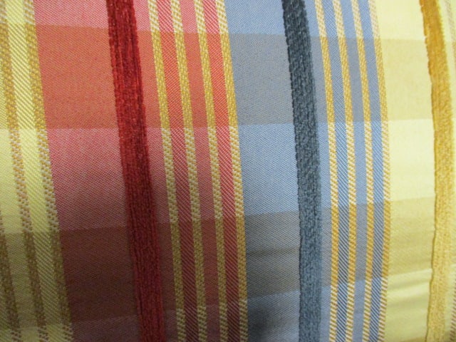Wesley Hall Inc. Striped Upholstery Sofa with Pair of Chenille Throw Pillows - 13