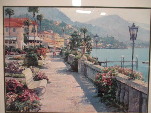 Framed and Matted "Bellagio Promenade" Print by Impressionist Artist Howard Behrens - 2