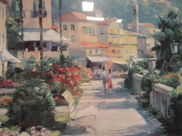 Framed and Matted "Bellagio Promenade" Print by Impressionist Artist Howard Behrens - 3