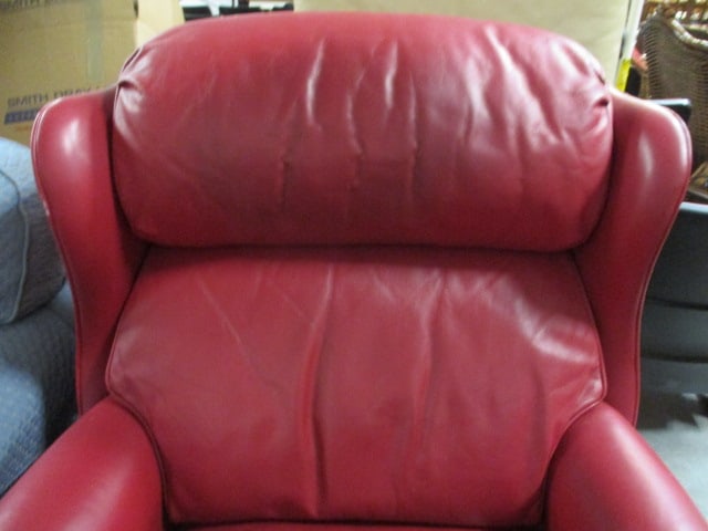 Hancock & Moore Red Leather Wingback Recliner with Rolled Arms and Nail Heads - 3