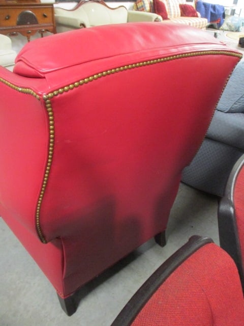 Hancock & Moore Red Leather Wingback Recliner with Rolled Arms and Nail Heads - 5
