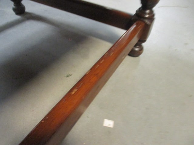 Ethan Allen Early American Style Dark Stained Pine End Table with Drawers - 9