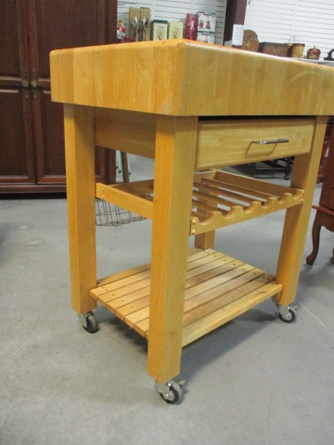 Freestanding Butcher Block Kitchen Cart/Mobile Island - 3