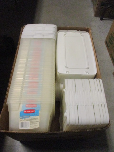 48 Rubbermaid Shoebox Totes with Lids: Local Pickup Only