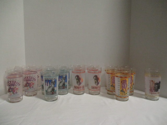 Collection of "120th to 124th Kentucky Derby" Glasses (1994 to 1998): 5 1/2" each