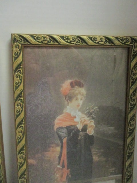 2 Vintage Marcus Stone Artwork Prints in Gilded Gold Frames - 5