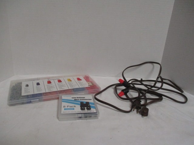 Lot of Electric Wire Connecters and End Caps with Electric Wire: .