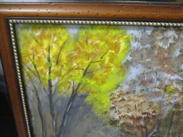 Framed 1970's M.L. Hudson Signed Fall Farm Landscape Original Painting on Board - 3