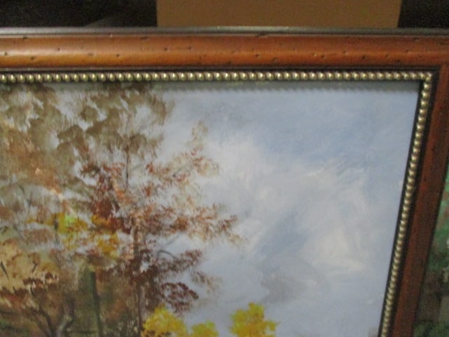 Framed 1970's M.L. Hudson Signed Fall Farm Landscape Original Painting on Board - 4