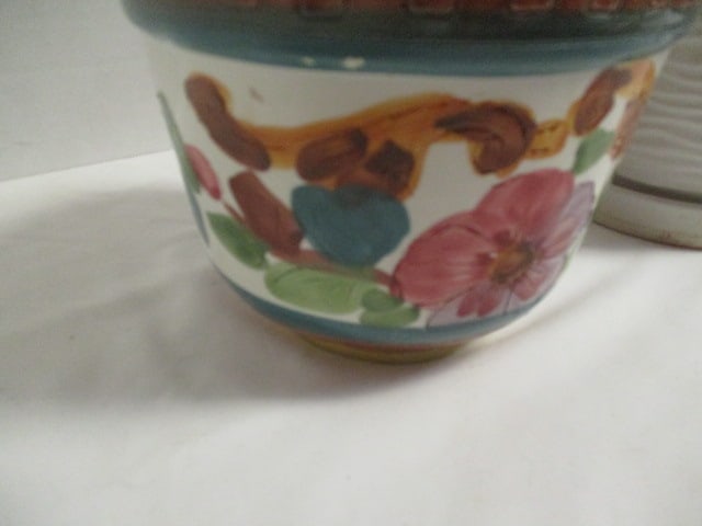 2 Stoneware Pottery Flower Pots - 1 made in Italy - 4
