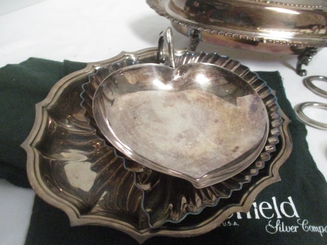 Vintage Silverplate Lot - Coffee Pot, Covered Butter Dish, Pepper Grinder, Tongs, - 2