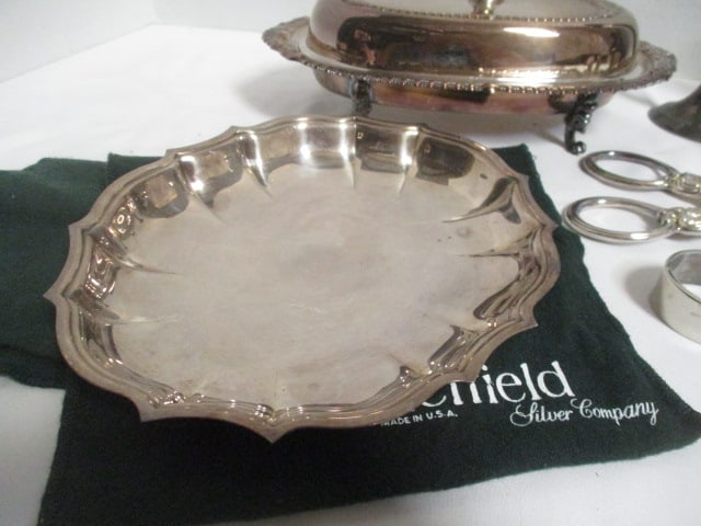 Vintage Silverplate Lot - Coffee Pot, Covered Butter Dish, Pepper Grinder, Tongs, - 4