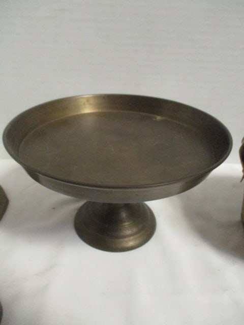 Vintage Brass Lot - Candleholder, Basket, Compote, and Bell - 6