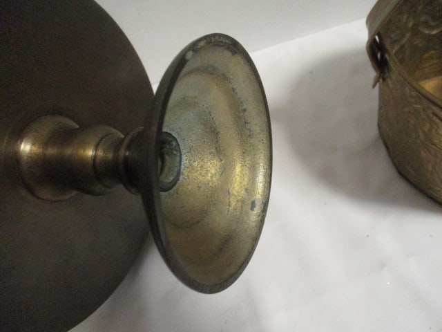 Vintage Brass Lot - Candleholder, Basket, Compote, and Bell - 8