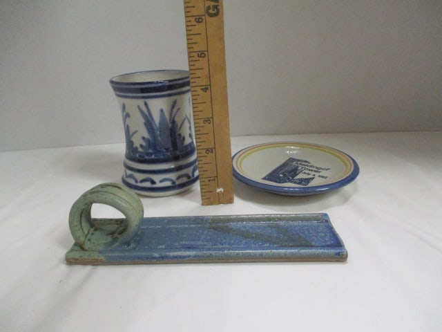 Louisville Pottery Souvenir Dish, Signed Studio Pottery Butter Tray and Tumbler - 9