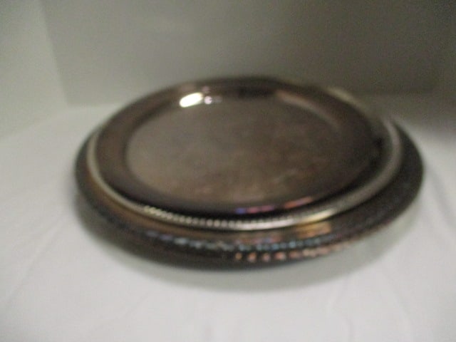 Five Round Silverplated Serving Trays (1 of 7)