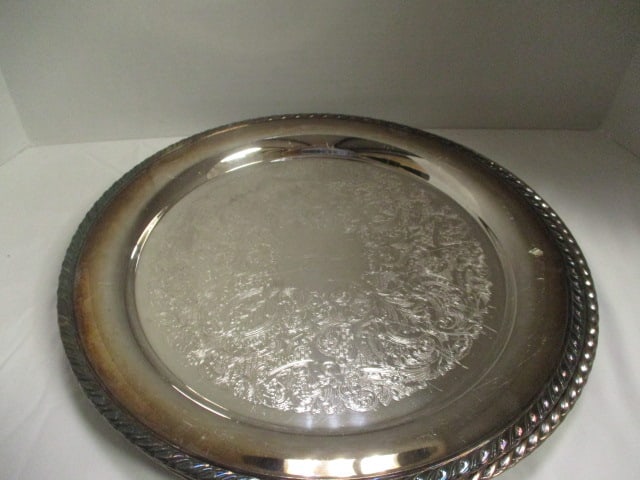 Five Round Silverplated Serving Trays - 4